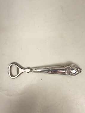 Vintage National Silver Rope Edge, Floral Sterling Silver Bottle Opener